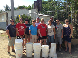 Team with clean water filters