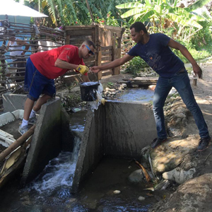 Gathering water for cement