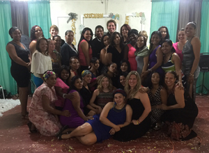 A group of women gather after the conference